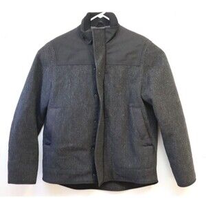 Banana Republic Mens Jacket Small Wool Blend Peacoat Zip Button Gray Bomber‎ Y2K